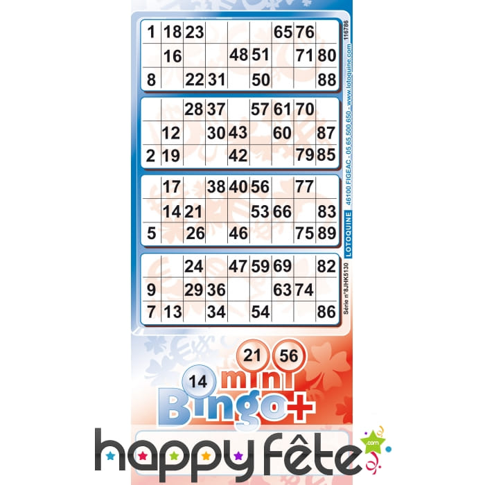 250 tickets de mini bingo