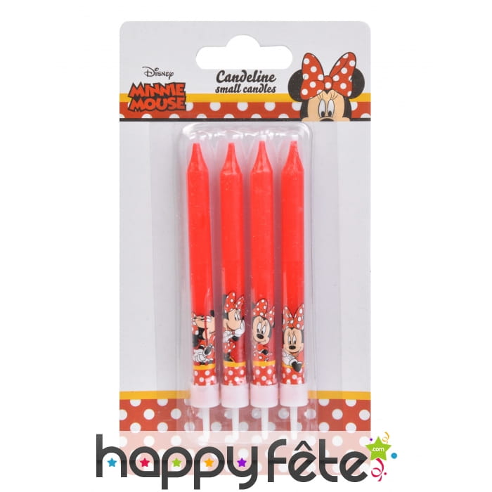 4 Bougies de Minnie Mouse pour gâteau, 9 cm