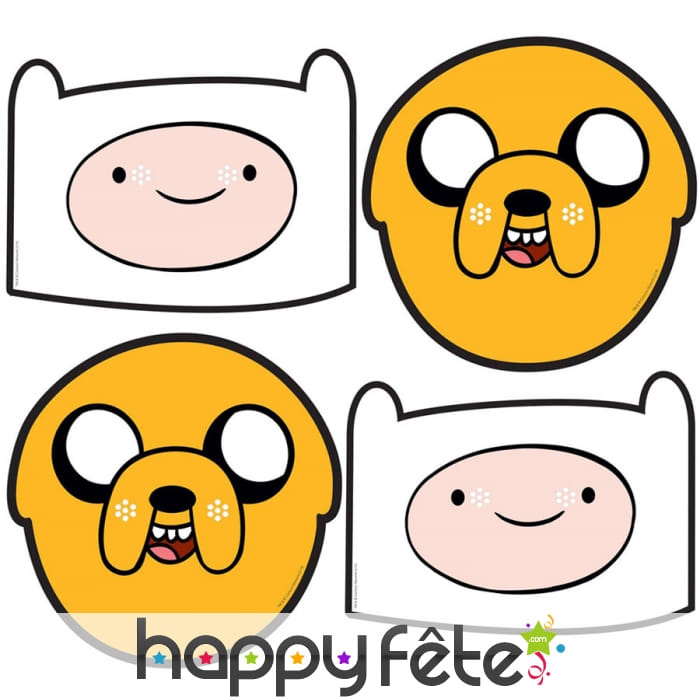 4 masques carton personnages Adventure Time