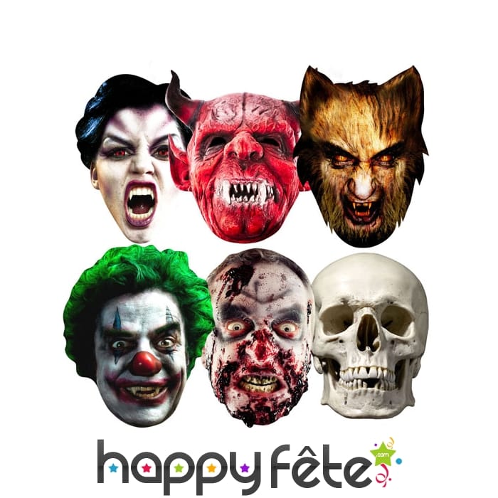 6 masques en carton pour Halloween