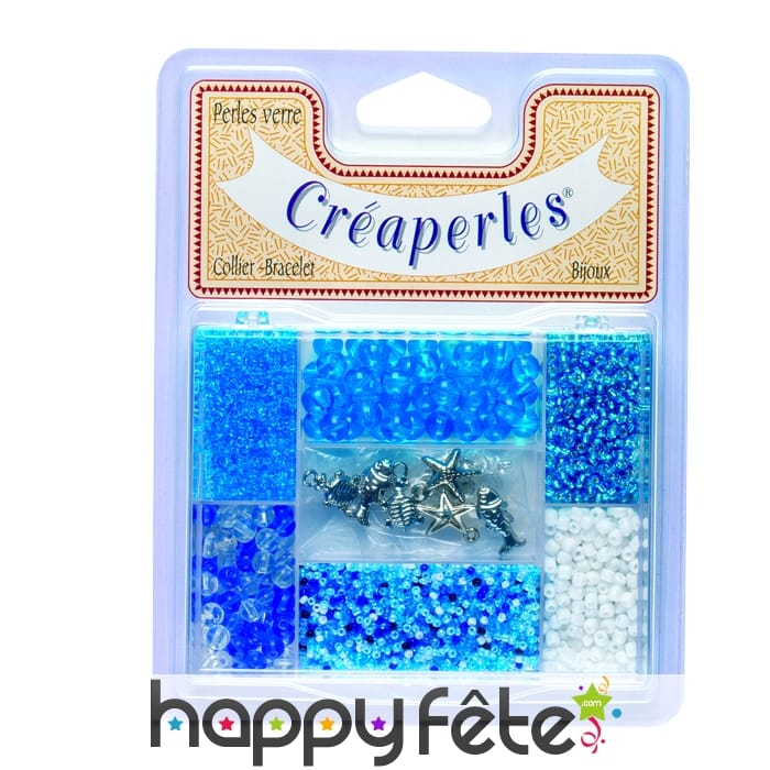 7 cases de perles bleues