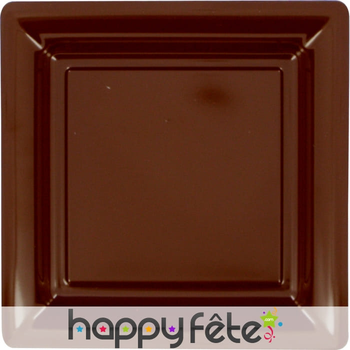 Assiette en plastique carrée chocolat