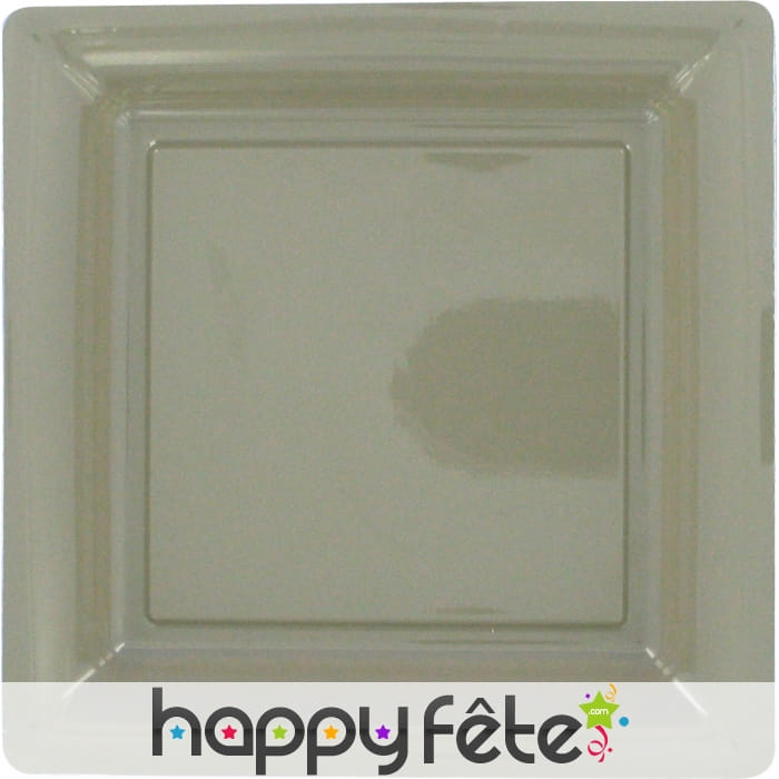 Assiette en plastique carrée taupe