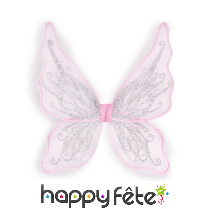 Ailes rose de papillon argenté pour enfant