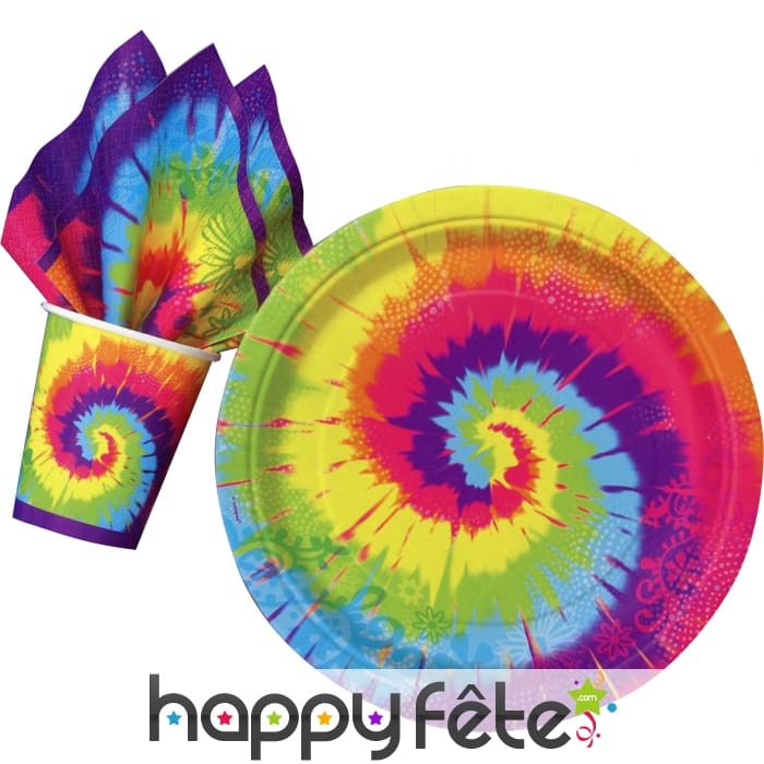 Assiettes tie-dye 70's