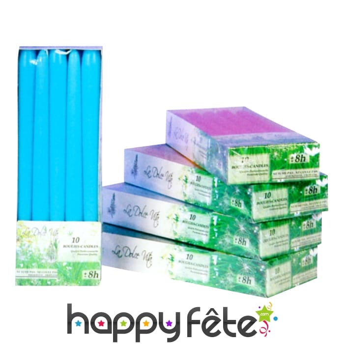 Boite de 10 bougies turquoise