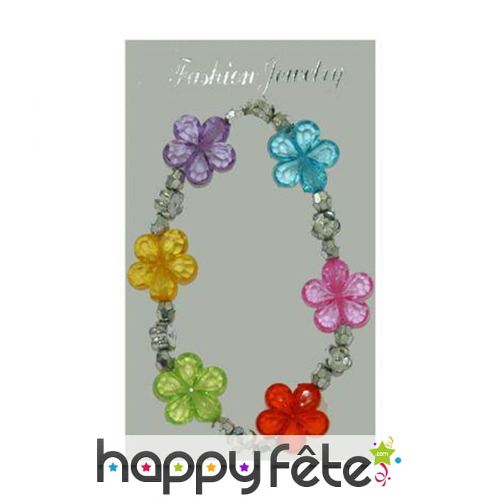 Bracelet de fleurs colorées transparentes