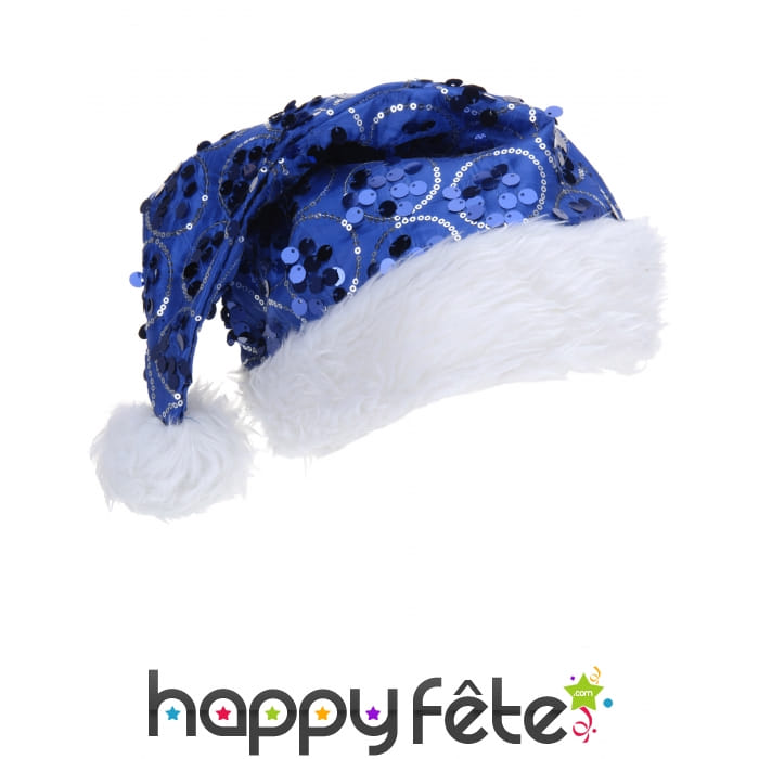 Bonnet de Noël bleu pailleté