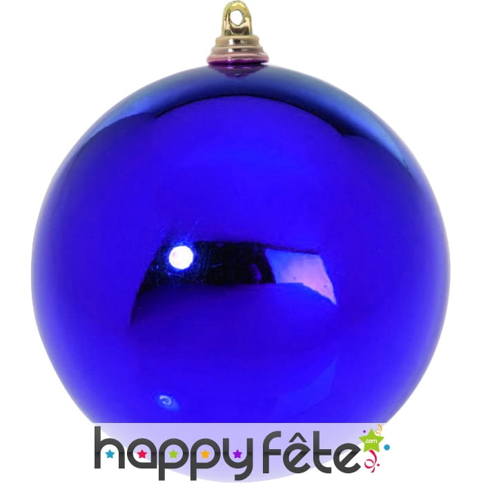 Boule de noël bleue brillante de 14cm