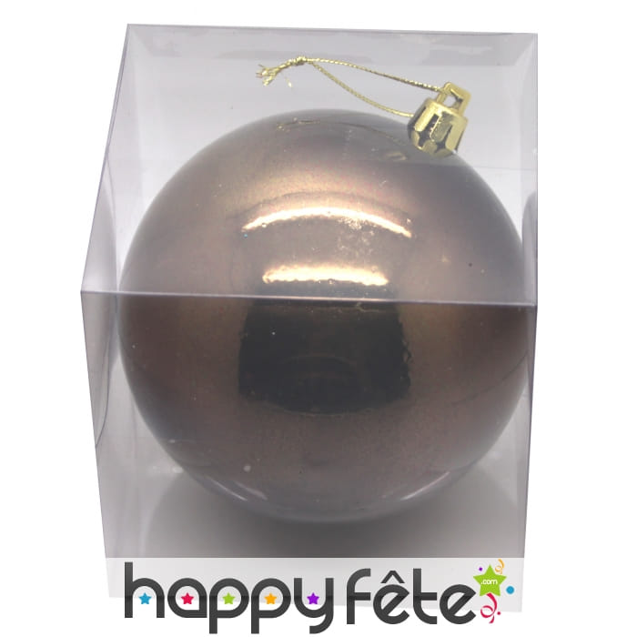 Boule de noel marron chocolat de 10 cm