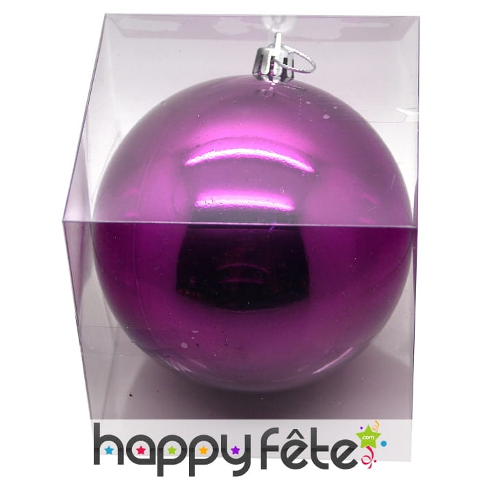 Boule de noel mauve brillant de 10 cm