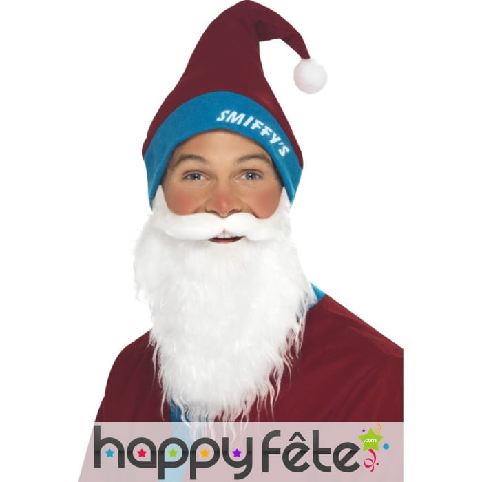 Barbe et chapeau pere noel bleu rouge