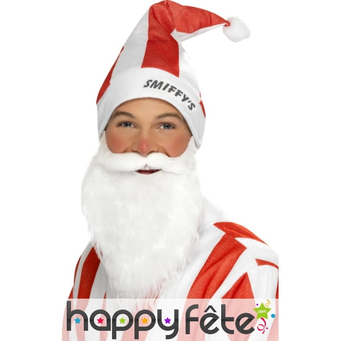 Barbe et chapeau pere noel rouge blanc