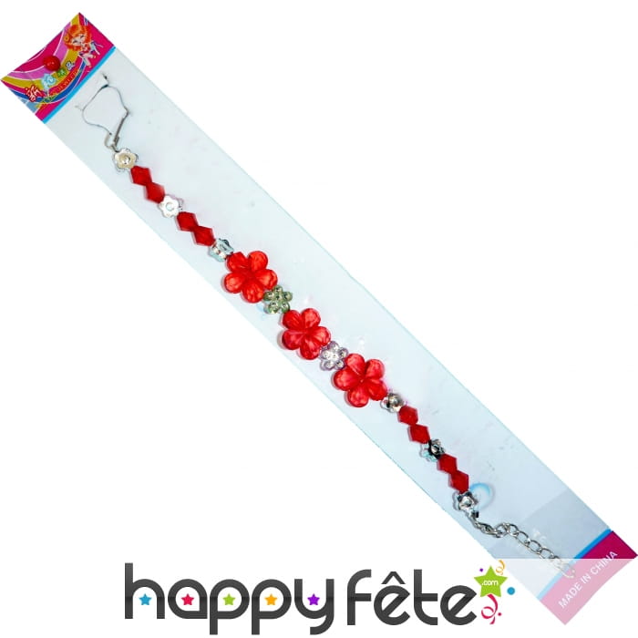 Bracelet fleurs rouges