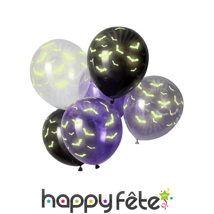 Ballons imprimé chauve souris phosphos de 30cm