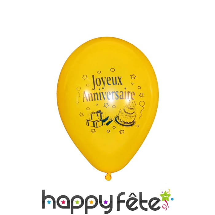 Ballons Joyeux Anniversaire jaunes