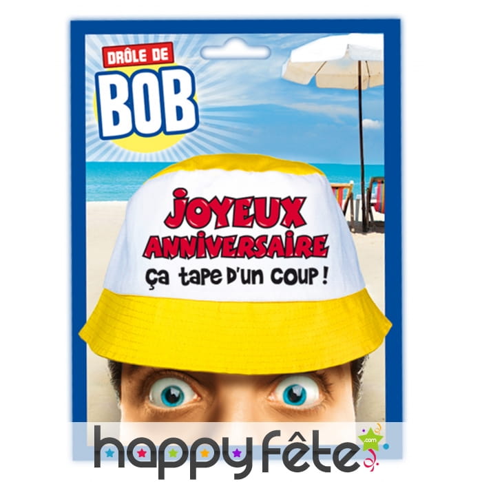 Bob jaune imprimé Joyeux Anniversaire