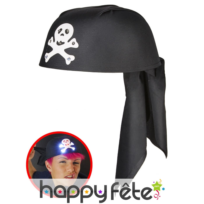 Bandana noir lumineux de pirate