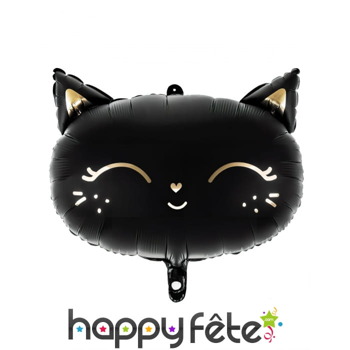 Ballon Tête Chat Manga Noir & Doré