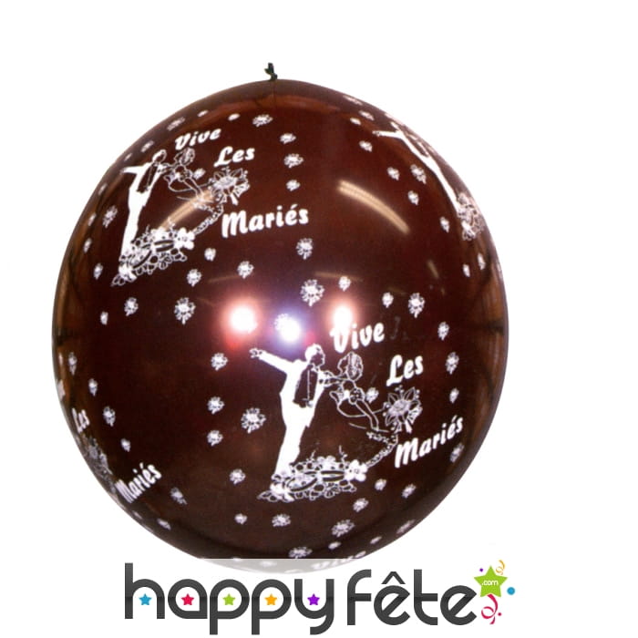 Ballon "vive les mariés" géant chocolat/blanc