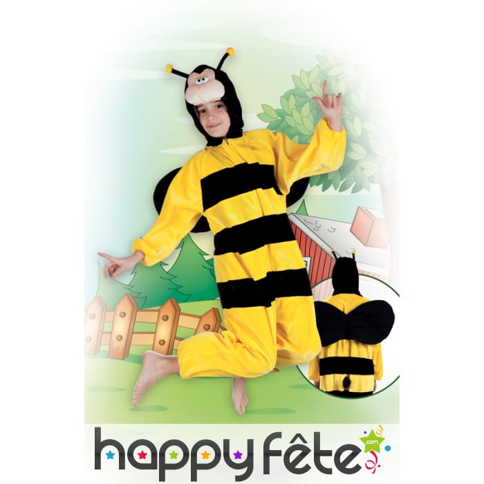 Combinaison abeille noire et jaune peluche