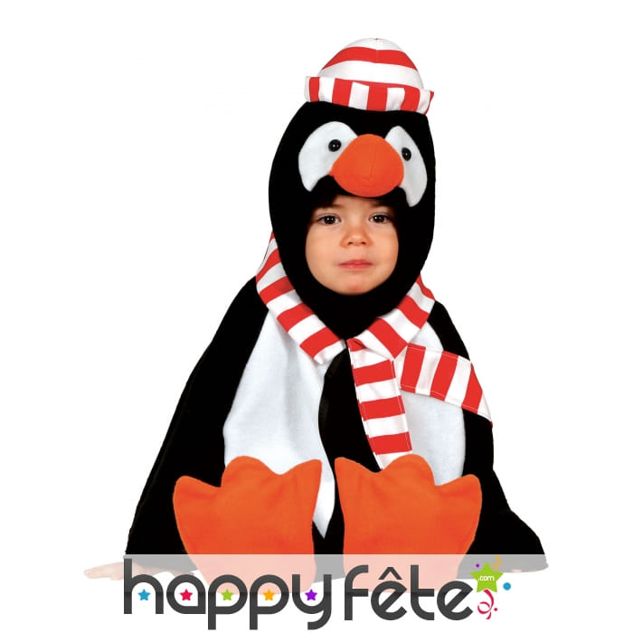 Costume de bébé pingouin avec écharpe