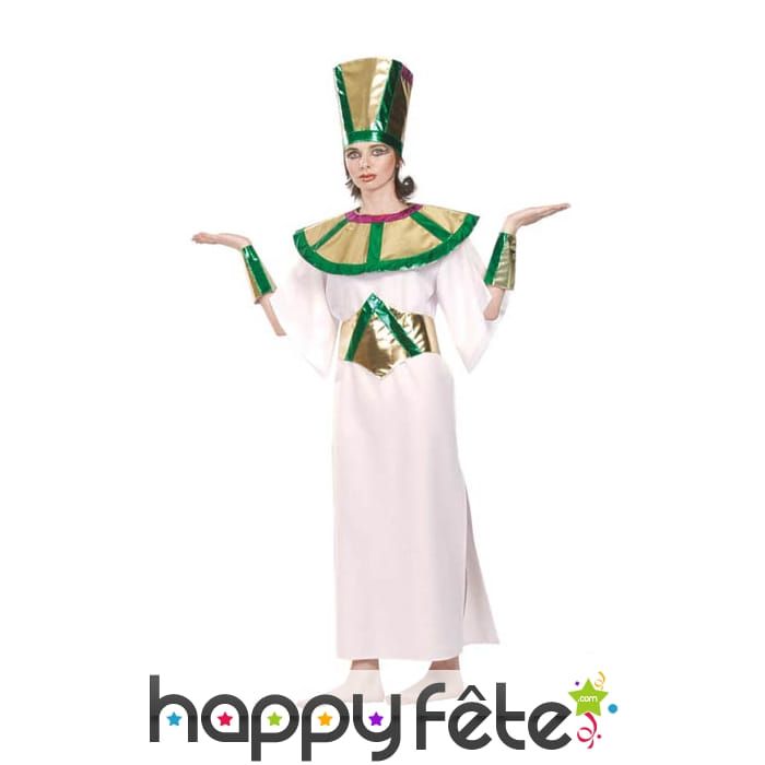 Costume d'Egyptienne vert et blanc