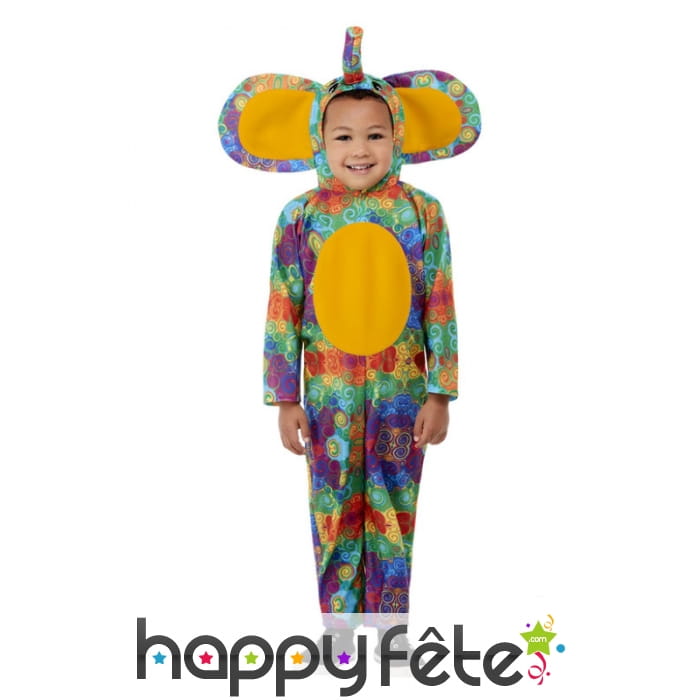 Costume d'éléphant multicolore pour tout petit