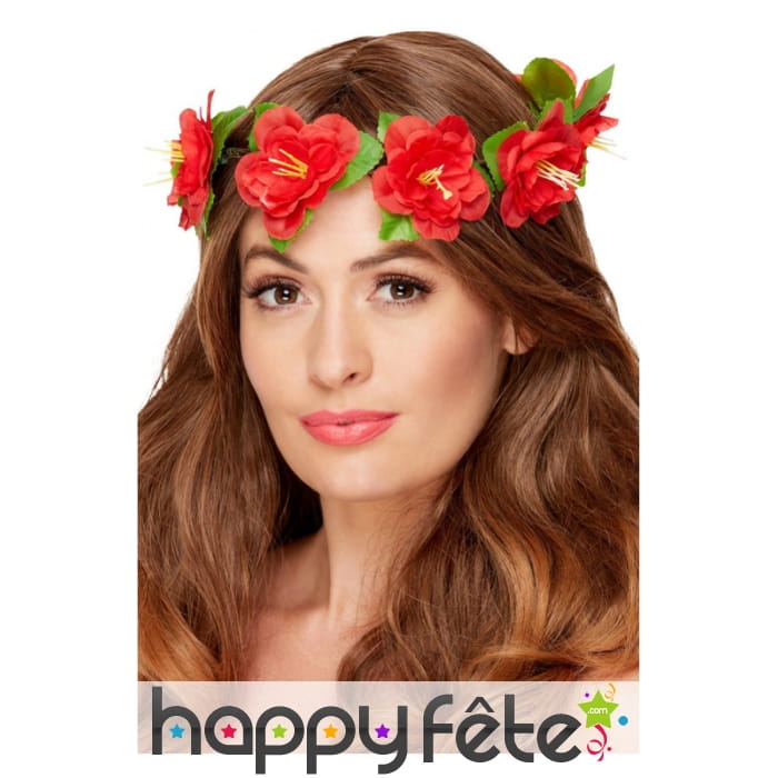 Couronne de fleurs hawaiennes rouges