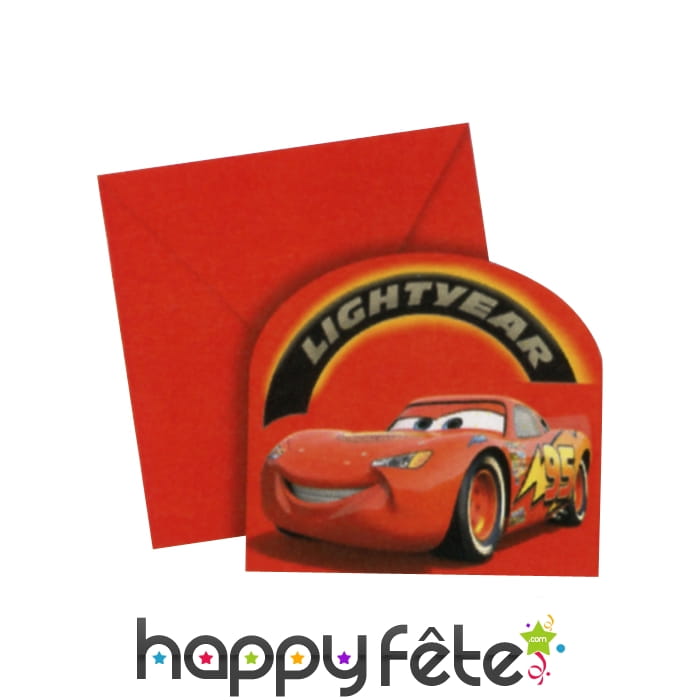 Cartes d'invitation + enveloppes Cars