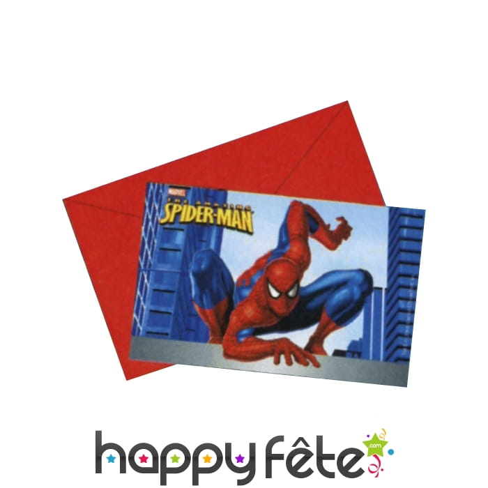 Cartes d'invitation + enveloppes Spiderman