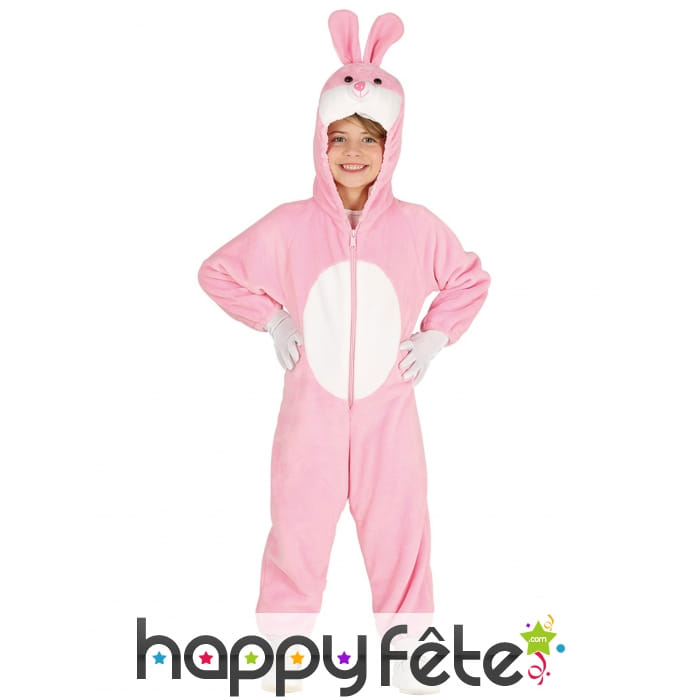 Combinaison de lapin rose pour enfant