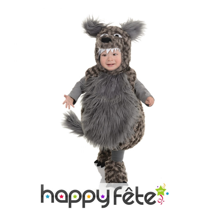 Costume de loup gris en peluche pour enfant