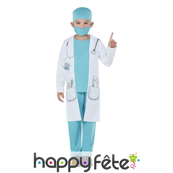 Blouse et coiffe de docteur enfant