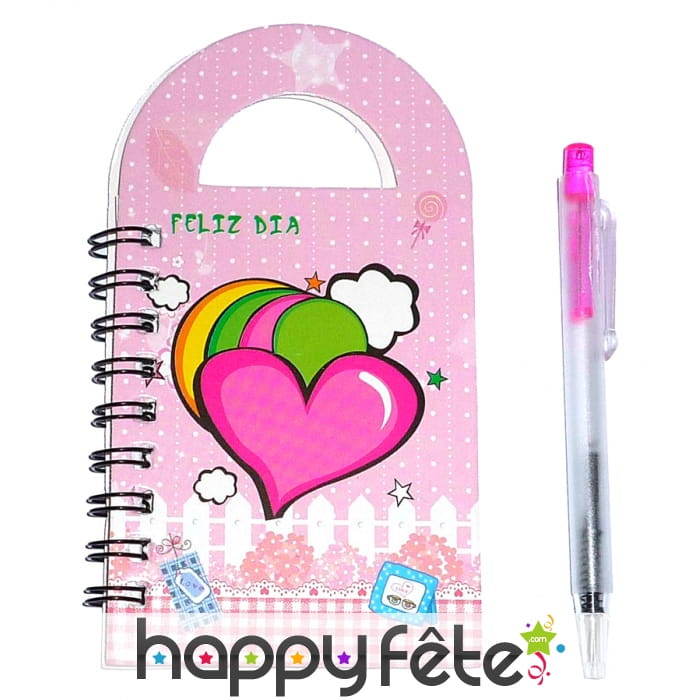 Carnet de note rose de 12,5cm