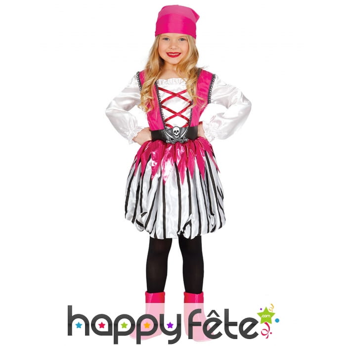 Costume de pirate girly rose et noir pour fille