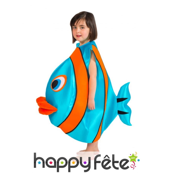 Costume de poisson bleu et orange pour enfant