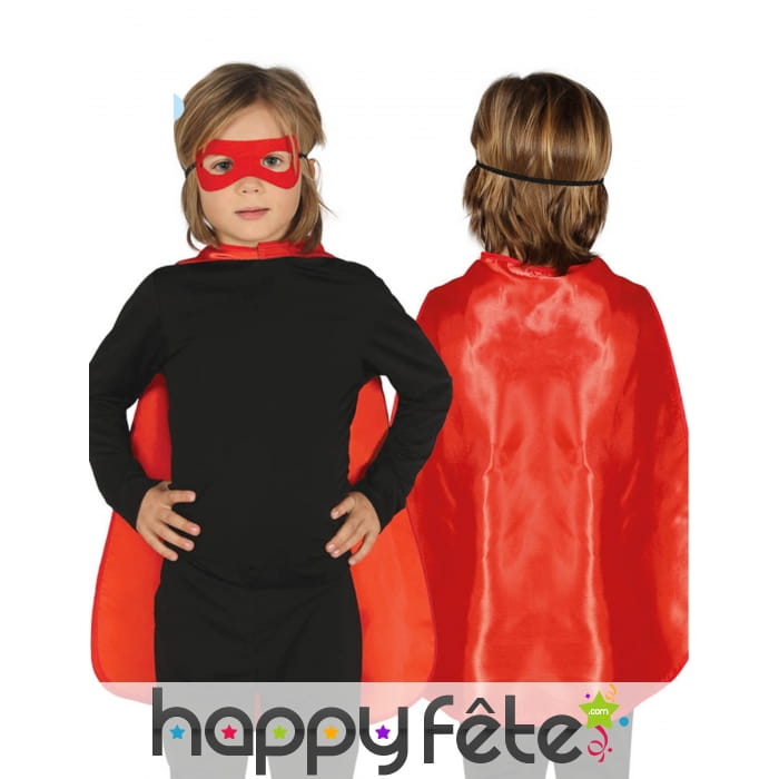 Cape de super héros satinée rouge pour enfant 55cm