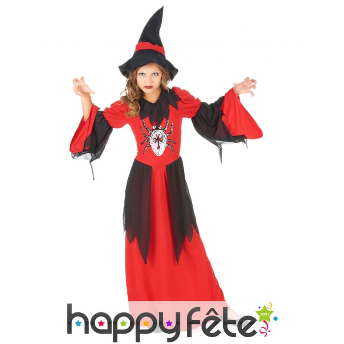 Costume de sorcière araignée rouge pour enfant