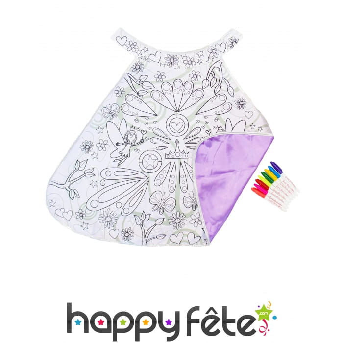 Cape fée à colorier pour fille