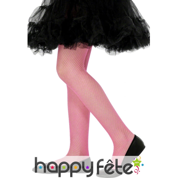 Collants fuschia en résille pour enfant . 6/12 ans