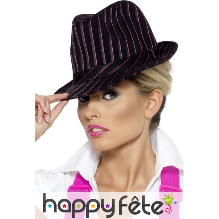 Chapeau gangster femme rayé