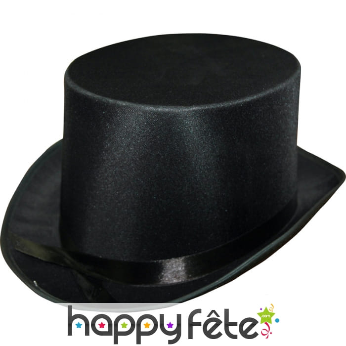 Chapeau haut de forme noir en satin