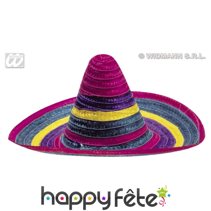 Chapeau mexicain en paille adulte multicolore