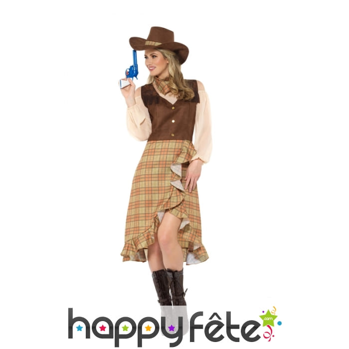 Costume marron robe de CowGirl