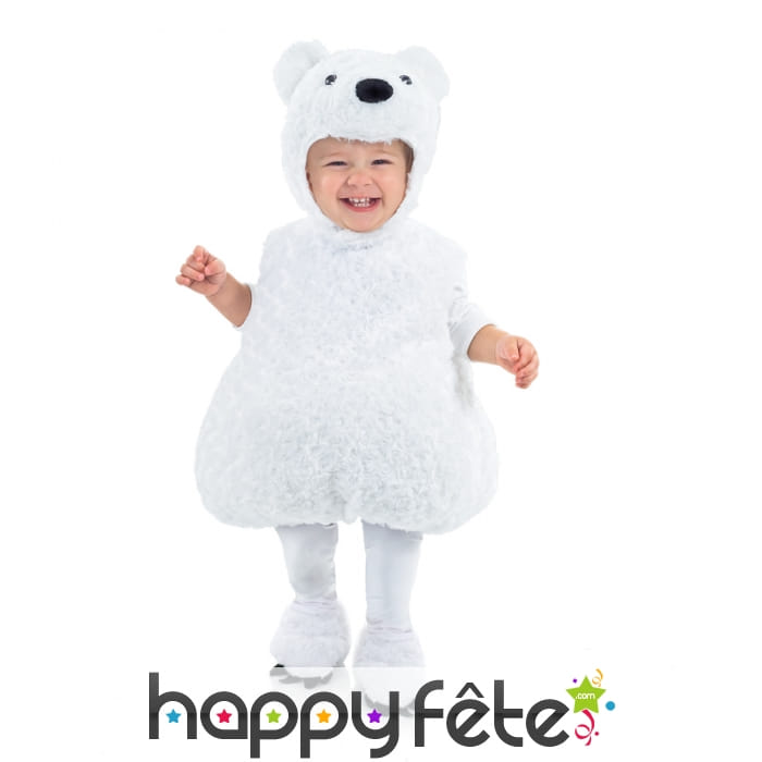 Costume ours blanc en peluche pour enfant