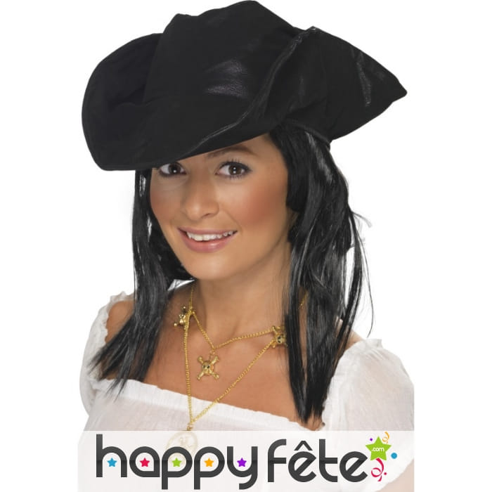 Chapeau pirate avec cheveux