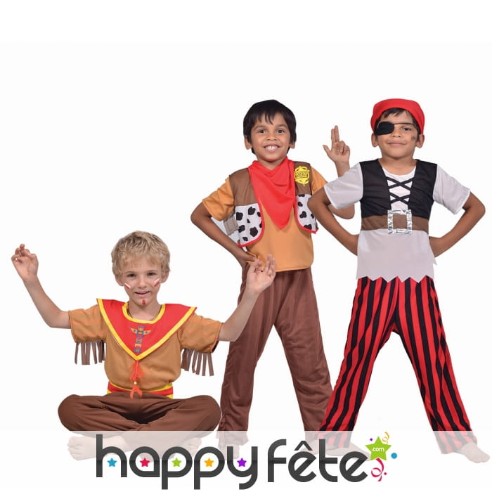 Costume pirate / sherif / indien 3 en 1 enfant