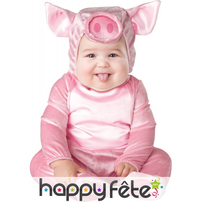 Costume rose de bébé cochon avec cagoule