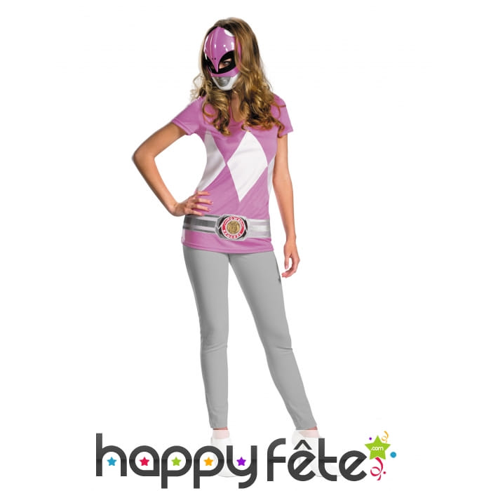 Costume rose de Power Rangers pour adulte